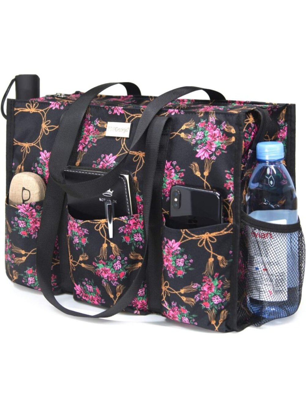 Women's 01-Pink Polyester Utility Water Resistant Tote Bag with 13 Pockets
